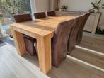 Goossens eiken eetkamertafel en zes bijhorende stoelen, Huis en Inrichting, Complete eetkamers, Ophalen of Verzenden, 4 tot 6 stoelen
