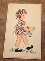 Meisje draagt bloemen in haar schort, Verzenden, 1940 tot 1960, Gelopen, Kinderen