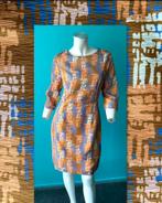 Vintage retro jaren 70 jurk oranje grijs maat 38, Grijs, Knielengte, Maat 38/40 (M), Vintage