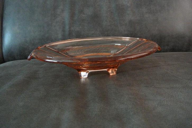 Art Deco Glazen schaal amber glas Walther & Sohne, Antiek en Kunst, Antiek | Glas en Kristal, Ophalen
