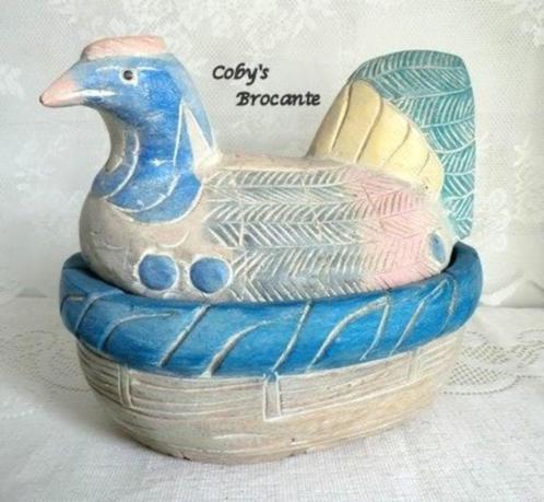 Aardewerk kip in vrolijke kleuren, Antiek en Kunst, Curiosa en Brocante, Ophalen of Verzenden
