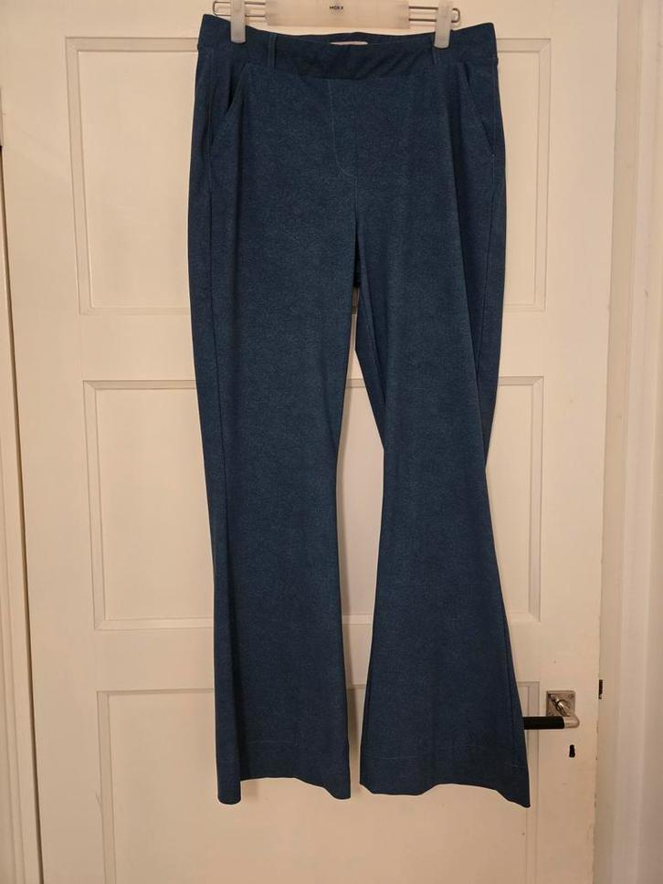 Studio Anneloes Flair Broek Bonded Denim Blauw Tweed L, Kleding | Dames, Broeken en Pantalons, Zo goed als nieuw, Maat 42/44 (L)