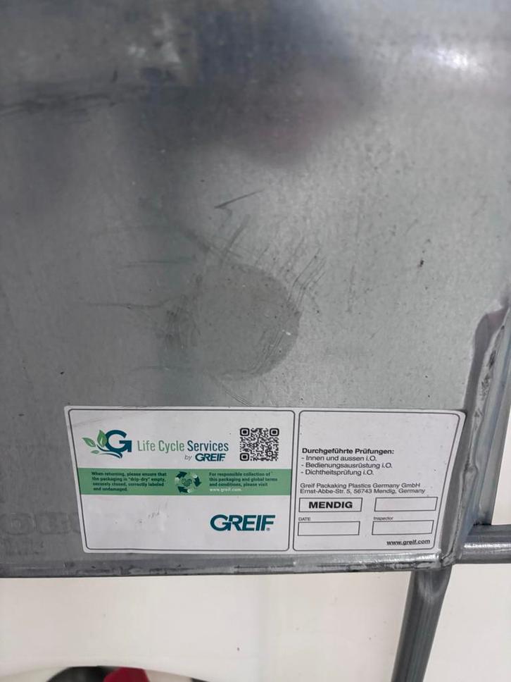 IBC 1000L Container - Gebruikt & Leeg, Tuin en Terras, Regentonnen, Ophalen