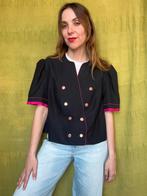 Vintage blazer met korte mouwen - blauw / roze - 42/XL, Blauw, Maat 42/44 (L), Ophalen of Verzenden, Vintage