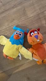 2 handpoppen Fabeltjeskrant o.a. meneer de uil, Ophalen of Verzenden, Zo goed als nieuw, Overige typen