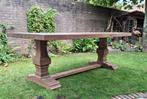 Massief eiken kloostertafel eettafel 220x100x75, Huis en Inrichting, Tafels | Eettafels, Eikenhout, 200 cm of meer, Zo goed als nieuw