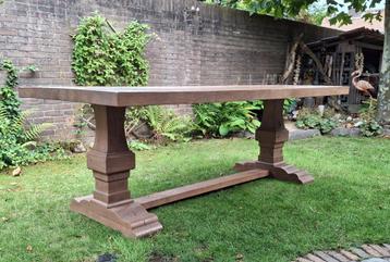 Massief eiken kloostertafel eettafel 220x100x75  beschikbaar voor biedingen
