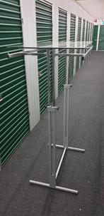 Kledingrek, chroom, glas, plateau, maten: 120x61x119-202, Ophalen, Zo goed als nieuw, Metaal, Staande kapstok