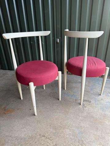 2x Vintage Jaren 60 Stoel - Rood Gestoffeerd beschikbaar voor biedingen