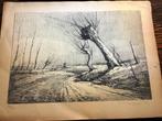 Oude tekening potlood/ houtskool, Antiek en Kunst, Verzenden