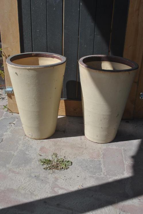 Potten, 2 stuks, aardewerk, groot formaat, 42 cm hoog, Tuin en Terras, Bloempotten, Gebruikt, Aardewerk, Binnen, Balkon, Tuin