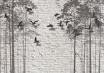 163 Vogels Bomen Vlies Fotobehang Nieuw 350x250cm in 3 maten, Huis en Inrichting, Stoffering | Behang, Grijs, Minder dan 10 m²