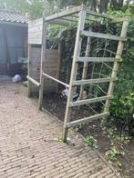 Klimrek met klimwand van duurzaam geïmpregneerd hout, Ophalen of Verzenden, Gebruikt, Klimnet, Aanbouwonderdeel