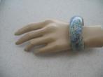 Armband Parelmoer Mozaïek Multi Blauw Vintage, Sieraden, Tassen en Uiterlijk, Antieke sieraden, Ophalen of Verzenden, Overige materialen