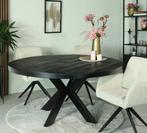 OP=OP hsm Eettafel Melbourne-140x140x76-Zwart-Mango ( new ), Ophalen, Mangohout, Rond, Nieuw