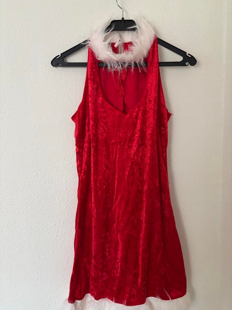 Carnavalskleding / Kerstjurk met muts, Carnaval, Maat 42/44 (L), Ophalen of Verzenden, Zo goed als nieuw