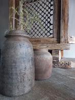 Houten oude nepalese pot doorleefd stoer sober, Huis en Inrichting, Minder dan 50 cm, Nieuw, Ophalen of Verzenden, Overige kleuren