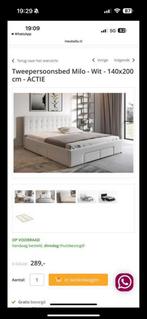 Meubella Milo Bed 140x200 - Wit, Huis en Inrichting, Slaapkamer | Bedden, Wit, Tweepersoons, Zo goed als nieuw, 200 cm