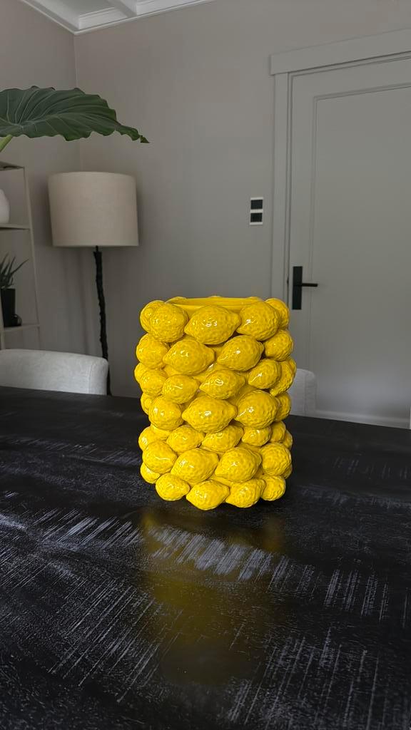Des pots citroenvaas, Huis en Inrichting, Woonaccessoires | Vazen, Zo goed als nieuw, Overige kleuren, Minder dan 50 cm, Aardewerk of Porselein