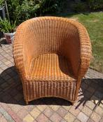 RIETEN, ROTAN FAUTEUIL DESIGN RETRO JAREN 80, Huis en Inrichting, Stoelen, Ophalen, Gebruikt, Bruin, Riet of Rotan