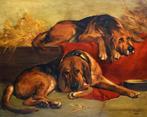 = Charles Petit 1863-1949 = twee honden =, Antiek en Kunst, Kunst | Schilderijen | Klassiek, Ophalen of Verzenden