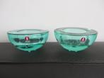 Groen glazen kandelaars, Fins design, Iittala, 2 stuks, Huis en Inrichting, Overige materialen, Gebruikt, Ophalen of Verzenden
