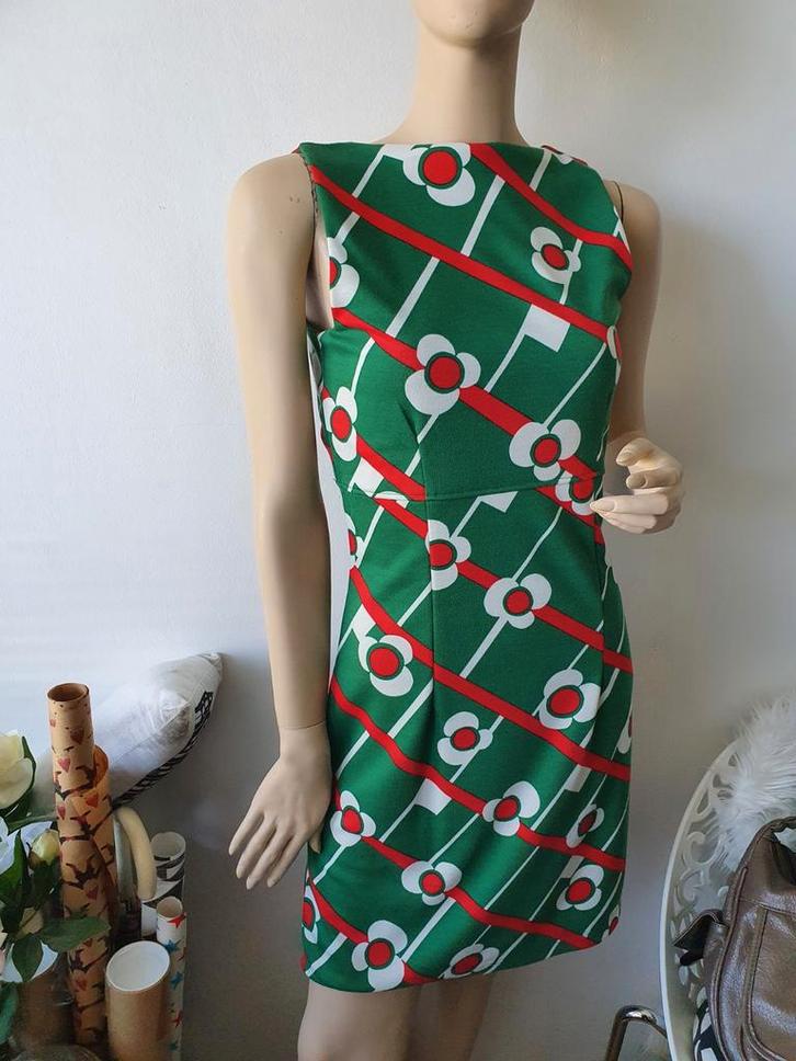 Jurk vintage look maat S, Kleding | Dames, Jurken, Zo goed als nieuw, Maat 36 (S), Groen, Boven de knie, Ophalen of Verzenden