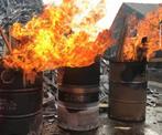 Vuurtonnen tekoop! Incl HOUT olievat/oliedrum, Tuin en Terras, Ophalen, Zo goed als nieuw