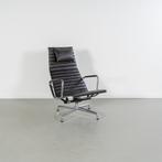 Vitra Eames EA 124 + 125 Set Donkerbruin Leer - Chroom, Huis en Inrichting, Fauteuils, Vitra, Zo goed als nieuw, Metaal, Ouderkerk A/D Amstel