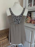 Luxe top van ZARA met diamanten zijden-lyocell taupe M 38, Kleding | Dames, Maat 38/40 (M), Verzenden, Zara, Nieuw