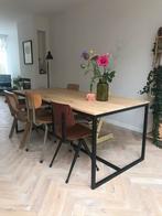 Tafel massief eikenhout / staal, Ophalen, Gebruikt, Eikenhout, 200 cm of meer