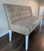 Suede eettafelbank grijs/groen, Ophalen, Zo goed als nieuw, Minder dan 150 cm