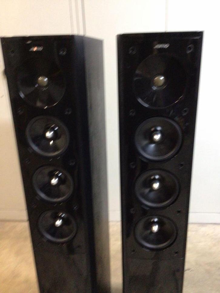 jamo S 608 zuilluidsprekers geen voorfrontjes in nette staat, Audio, Tv en Foto, Luidsprekers, Zo goed als nieuw, Front, Rear of Stereo speakers