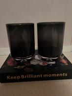 2 Windlichten Rookglas Zwart, Overige materialen, Zwart, Ophalen of Verzenden, Zo goed als nieuw