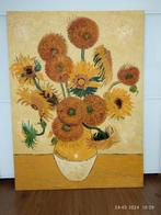 Olieverf schilderij Zonnebloemen van "Van Gogh", 75 tot 100 cm, Schilderij, Ophalen of Verzenden, Zo goed als nieuw