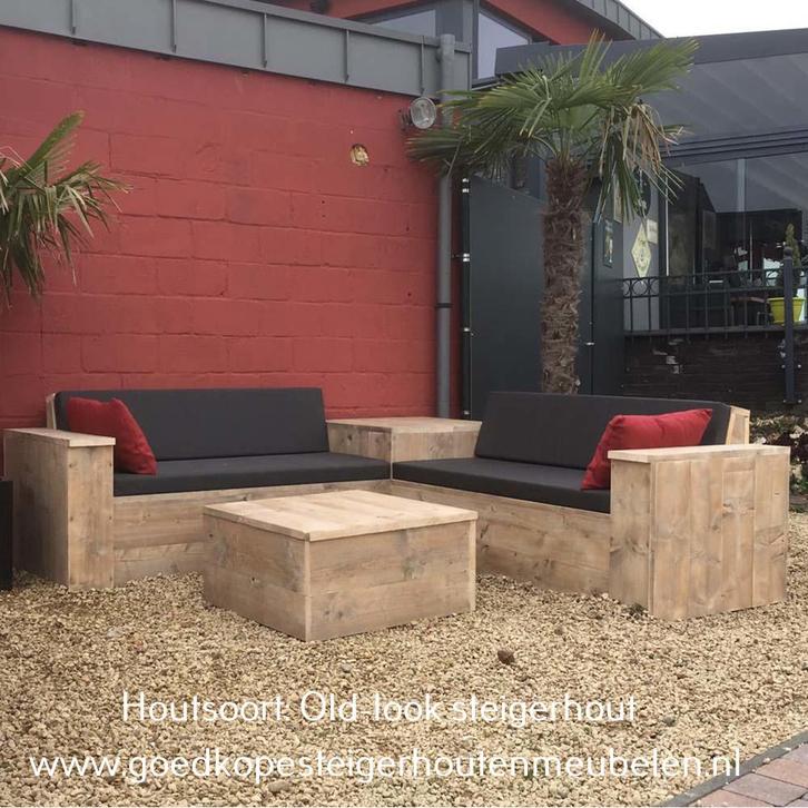 Zeer nette houten loungeset op maat, Tuin en Terras, Tuinsets en Loungesets, Nieuw, Loungeset, Hout, Meer dan 8 zitplaatsen, Bank