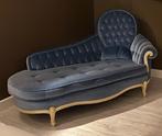 Chaise Longue blauw velvet barok, Huis en Inrichting, Banken | Sofa's en Chaises Longues, 150 tot 200 cm, Barok, 75 tot 100 cm