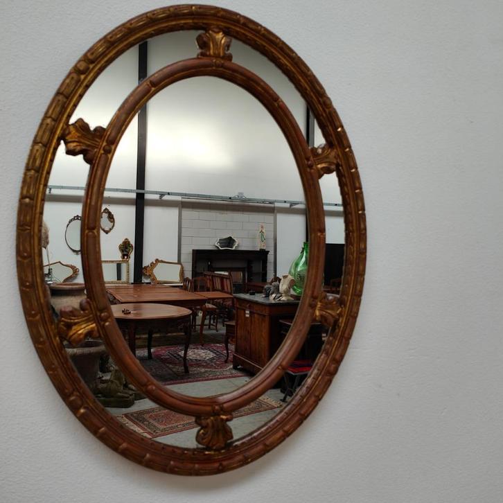 Vintage Barok Brocante Rococo facet spiegel schouwspiegel 08, Huis en Inrichting, Woonaccessoires | Spiegels, Gebruikt, Ovaal