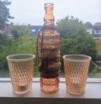 Boho decoratieset – fles + 2 glazen, Ophalen, Zo goed als nieuw, Rond, Glas