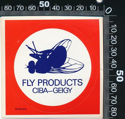 Sticker: Fly Products - Ciba Geigy, Verzamelen, Stickers, Zo goed als nieuw, Bedrijf of Vereniging, Verzenden
