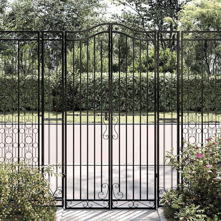Poort 121x8x180 cm smeedijzer zwart, Tuin en Terras, Tuinpoorten, Nieuw, Draaipoort, Hout, 150 tot 200 cm, 200 cm of meer, Ophalen of Verzenden