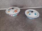 Emaille schotel bumper harvest vintage fleurs rouge 2 stuks., Antiek en Kunst, Antiek | Emaille, Ophalen of Verzenden