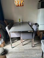 Eettafel met 4 stoelen, Huis en Inrichting, Tafels | Eettafels, Ophalen, 50 tot 100 cm, Zo goed als nieuw, 150 tot 200 cm