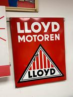 Vintage Lloyd Motoren Emaille Reclamebord, Reclamebord, Gebruikt, ., Ophalen of Verzenden