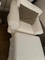 Ikea stoel en poef wit, Ophalen, Gebruikt, Eenpersoons, 75 tot 100 cm