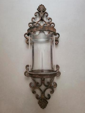 Grote wandkandelaar/ windlicht  /brocante, landelijke stijl beschikbaar voor biedingen