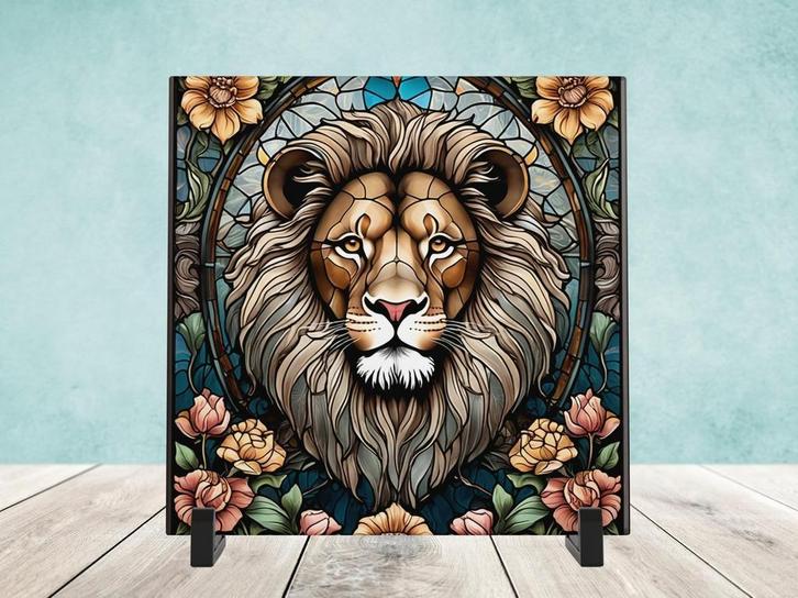 Leeuw Glas in Lood tegel incl houder, Huis en Inrichting, Woonaccessoires | Overige, Nieuw, Ophalen of Verzenden