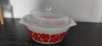 Vintage dekschaal Arcopal Lotus rood oranje 17 cm beschikbaar voor biedingen