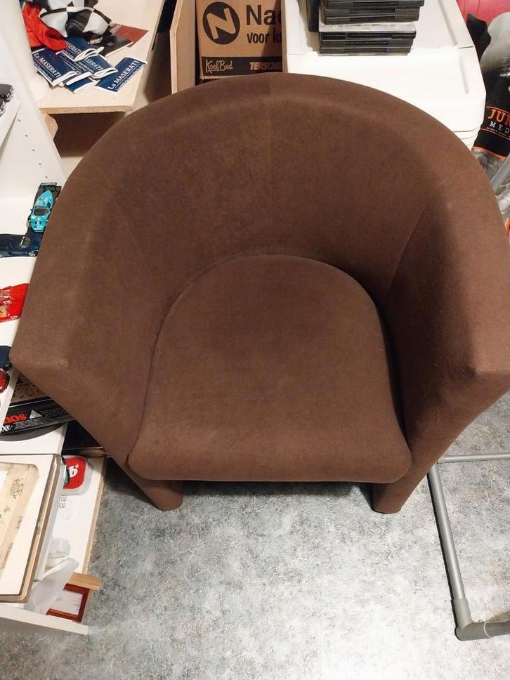 1 bruin stoeltje., Huis en Inrichting, Stoelen, Gebruikt, Eén, Stof, Bruin, Ophalen