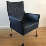 IZGS Montis Charly design fauteuil donkerblauw leer, Gebruikt, Leer, 50 tot 75 cm, Ophalen